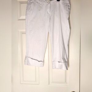 Metro 7 White 12 Cuffed Hem Belt Loops Zipper Pockets Women’s Capri